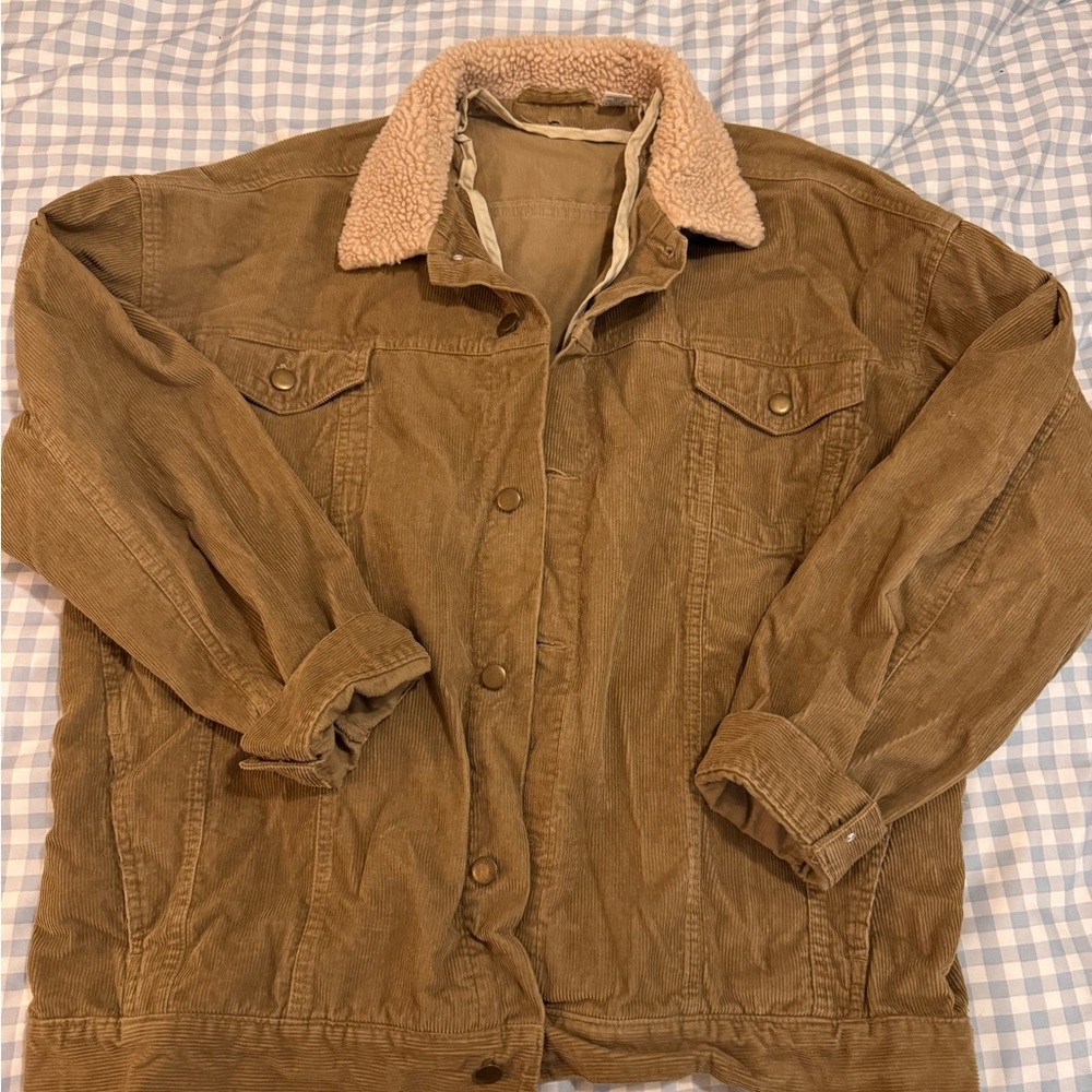 Men's Brown Corduroy Jacket with Sherpa Collar